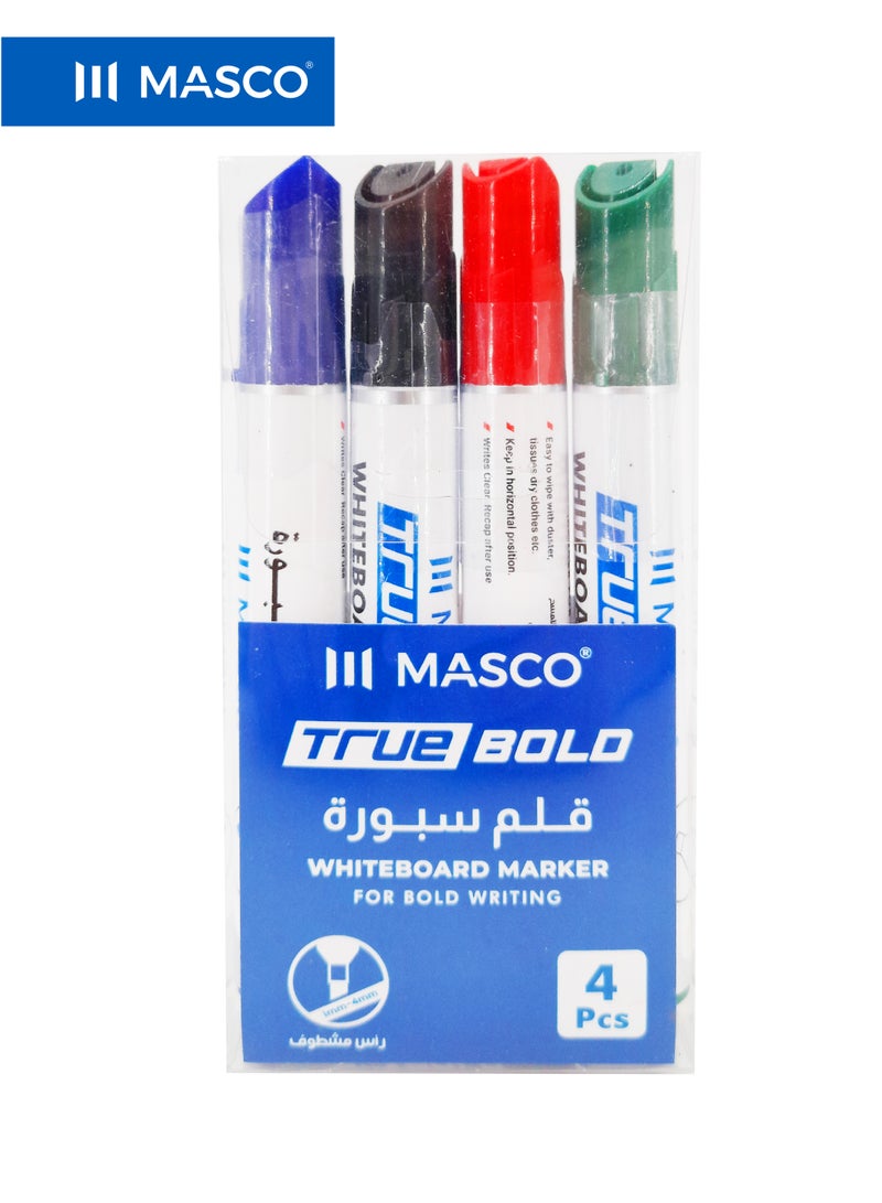 ماسكو أقلام سبورة TRUE BOLD متعددة الألوان، رأس مشطوف، كتابة عريضة، عبوة 4 أقلام - Image 3